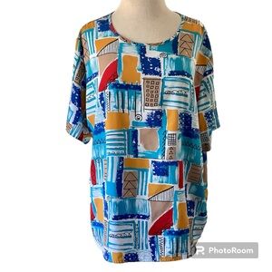 Colorful Abstract Print Women's Blouse